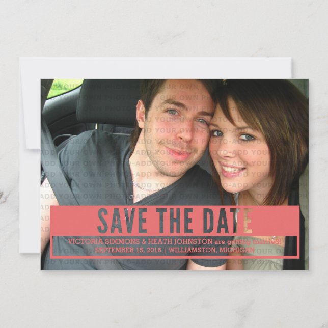 Red Modern Cut Out Save the Date Invite (Front)
