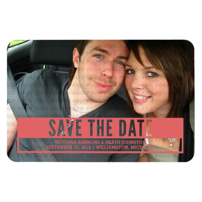 Red Modern Cut Out Save the Date Magnet (Horizontal)