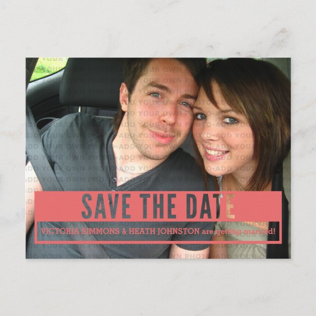 Red Modern Cut Out Save the Date Postcard (Front)