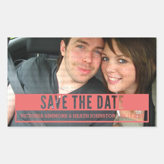 Red Modern Cut Out Save the Date Stickers (Front)