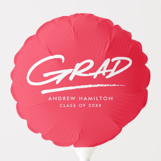 Red Modern Dash Personalized Graduation Balloon (Front)