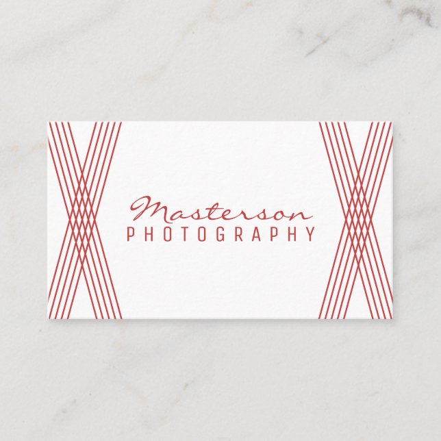 Red Modern Deco Business Card (Front)