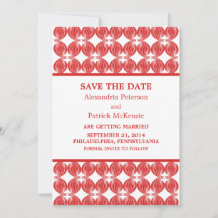 Red Modern Deco Save the Date Invite