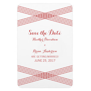Red Modern Deco Save the Date Magnet