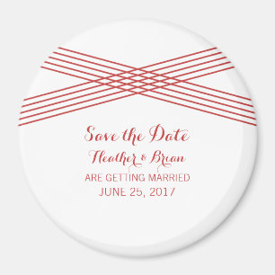 Red Modern Deco Save the Date Magnet