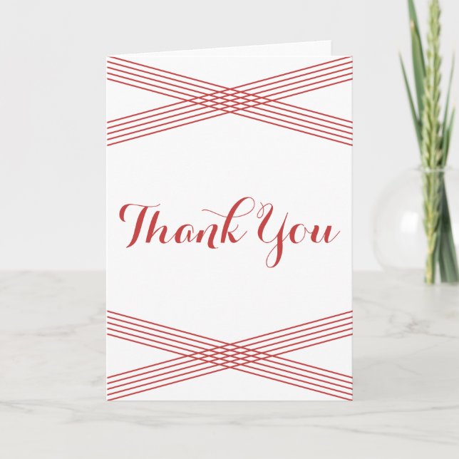 Red Modern Deco Thank You Card (Front)