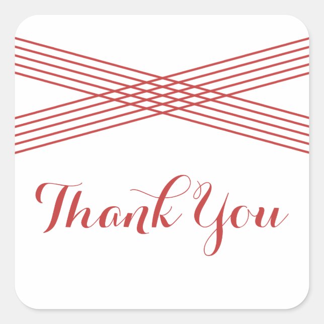 Red Modern Deco Thank You Stickers (Front)