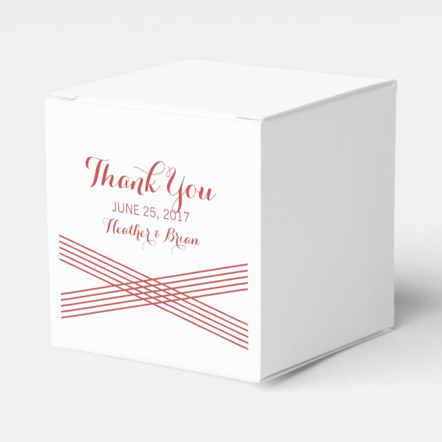 Red Modern Deco Wedding Favor Boxes (Front Side)