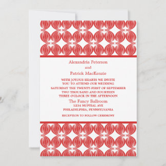 Red Modern Deco Wedding Invite