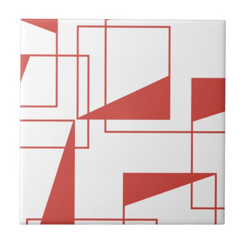 Red modern dynamic trendy geometric pattern ceramic tile