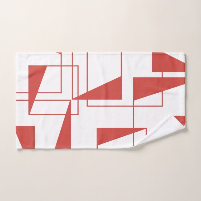 Red, modern, dynamic, trendy geometric pattern hand towel  (Hand Towel)