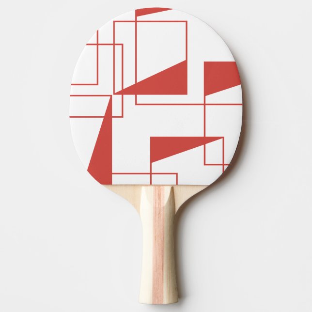 Red, modern, dynamic, trendy geometric pattern ping pong paddle (Front)