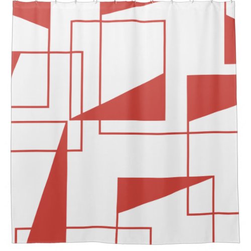 Red modern dynamic trendy geometric pattern shower curtain