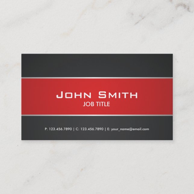 Red Modern Elegant Professional Classy Business Card (Front)