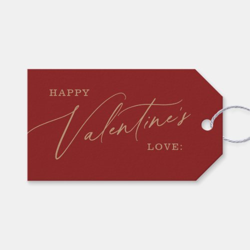 Red Modern Elegant Script Happy Valentines Day Gift Tags