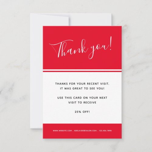 Red Modern Elegant Simple Professional Chic Trendy Thank You Card