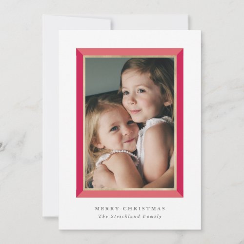 Red Modern Frame Christmas Photo Card