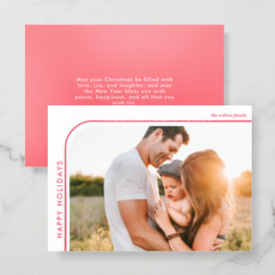 Red Modern Frame Christmas Photo Holiday Letterpress Photo Cards