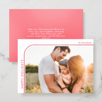 Red Modern Frame Christmas Photo Holiday Letterpress Photo Cards