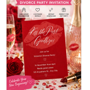 Red Modern Funny Divorce Party Invitation