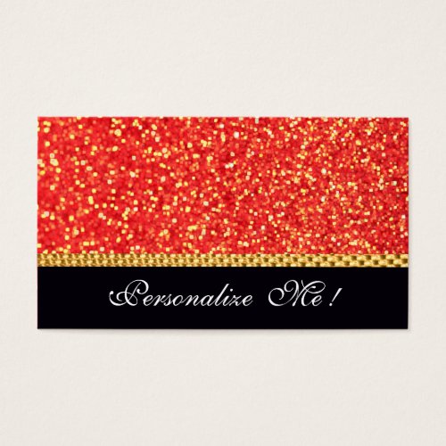 Red Modern Elegant Glitter Bling Cool Cute Girly Business Cards