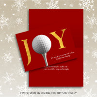 Red Modern Golf Joy & Peace Folded Christmas