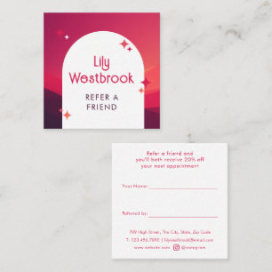 Red Modern Groovy Retro Wavy Vintage Referral Card