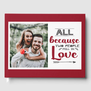 Red modern guestbook with quote and pictures