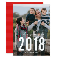 Red Modern Happy 2018 New Year Holiday Photo Card