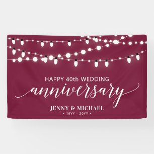 Red Modern Happy 40th Wedding Anniversary Banner