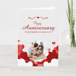 Red Modern Happy Anniversary Folded Greeting Card