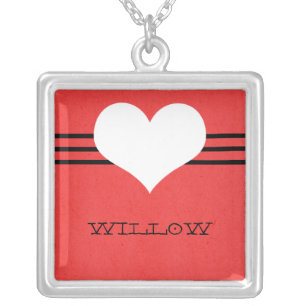 Red Modern Heart Necklace