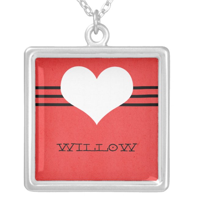 Red Modern Heart Necklace (Front)