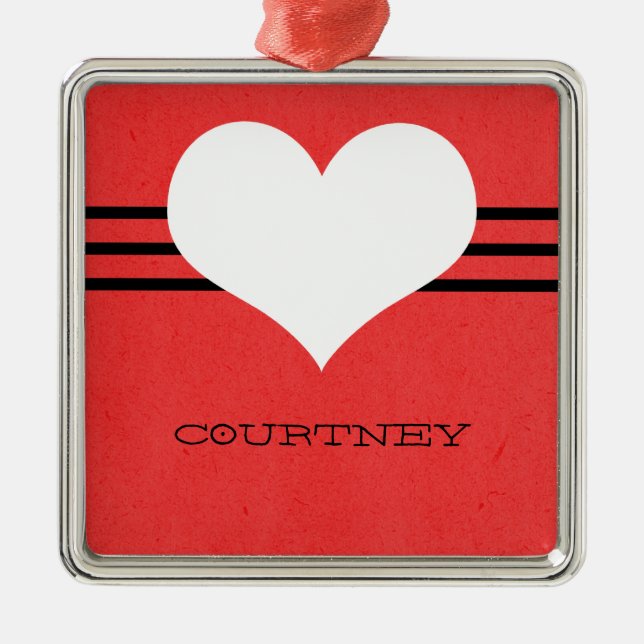 Red Modern Heart Ornament (Front)
