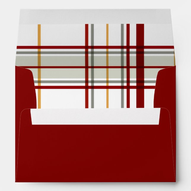 Red Modern Holiday Plaid Envelope (Back (Bottom))