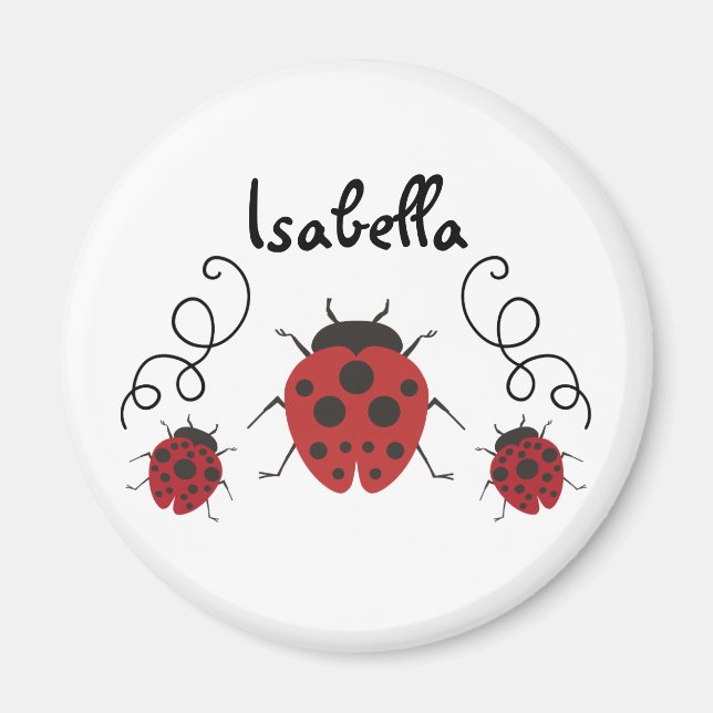 Red Modern Ladybug Personalize it Magnet (Front)