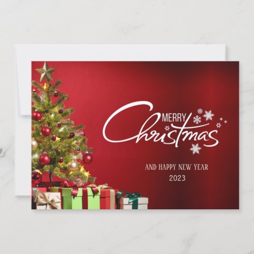 Red Modern Merry Christmas Card