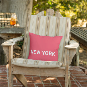 Red Modern Minimalist New York Home Decor Outdoor Pillow