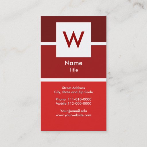 Customizable Red Modern Monogram Business Card