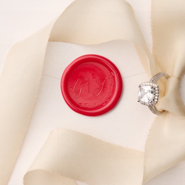 Red modern monogram wedding wax seal stamp (Insitu (Wedding))