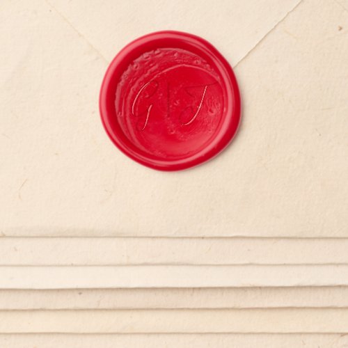 Red modern monogram wedding wax seal sticker