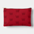 red modern monogrammed accessory pouch | Zazzle