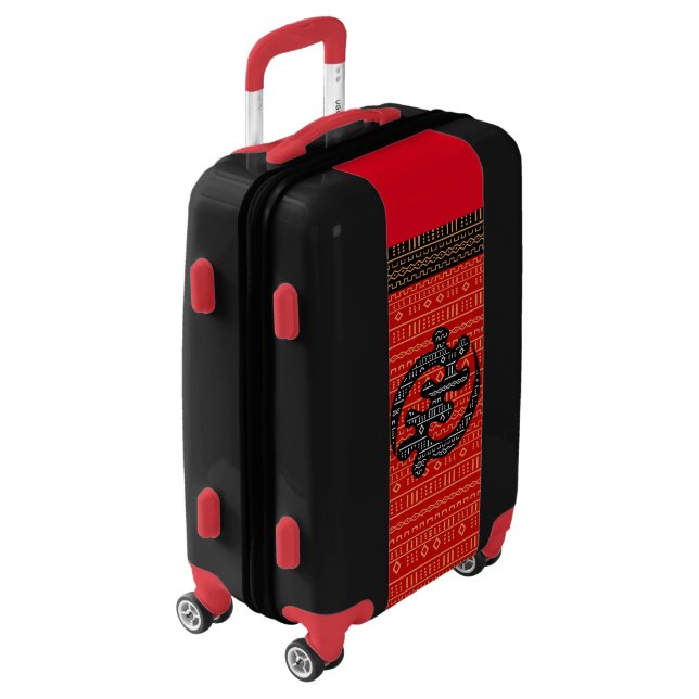 Red Modern Mudcloth Luggage (Rotated Left)