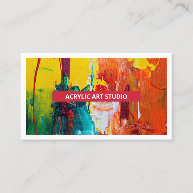 Red Modern Name Artwork Artist Art Studio Business Card (Front)