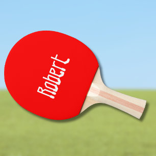 Red Modern Name Stylish Trendy Minimalist Ping Pong Paddle