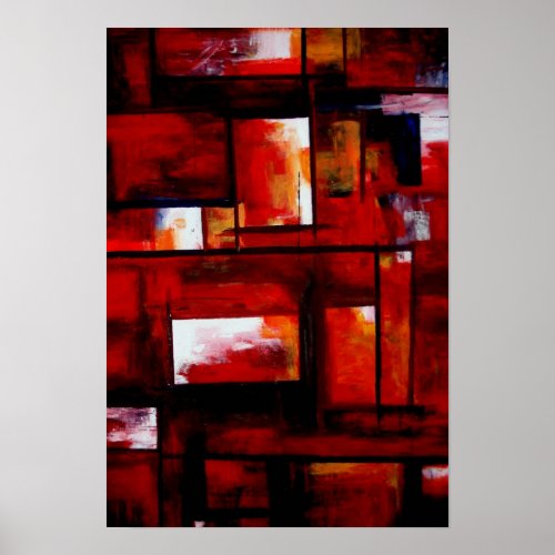 Red Modern Oriental Abstract Poster Print