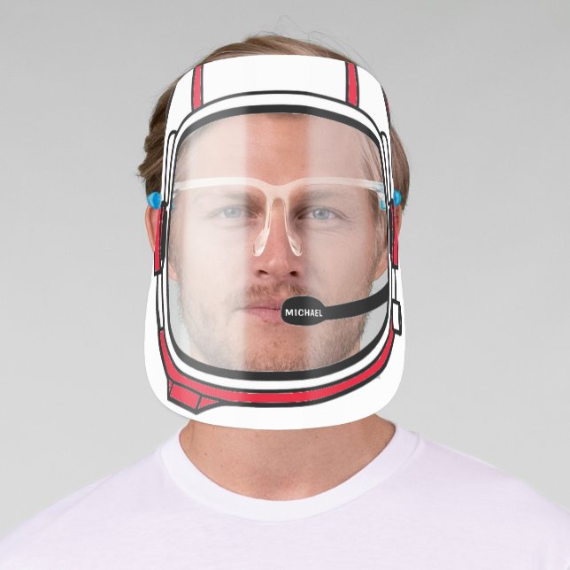 Red Modern Personalized Astronaut Space Helmet Face Shield (Insitu)