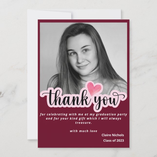 Red modern photo graduation bold simple typography (Front)