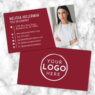 Red Modern Photo Logo Professional Business Card