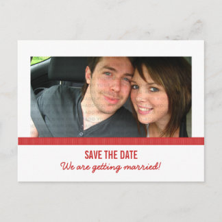 Red Modern Photo Save the Date Postcard